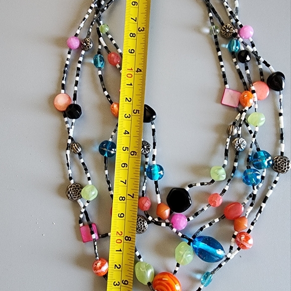 Chico's Multi Strand Beaded Necklace Black Multicolor - Picture 4 of 6